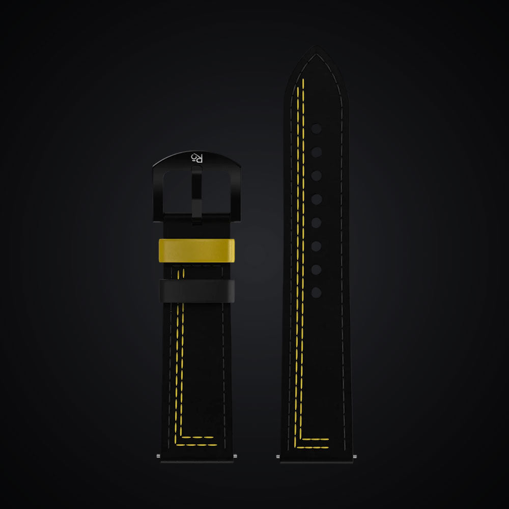 Black & Yellow Leather Strap (Adjustable)