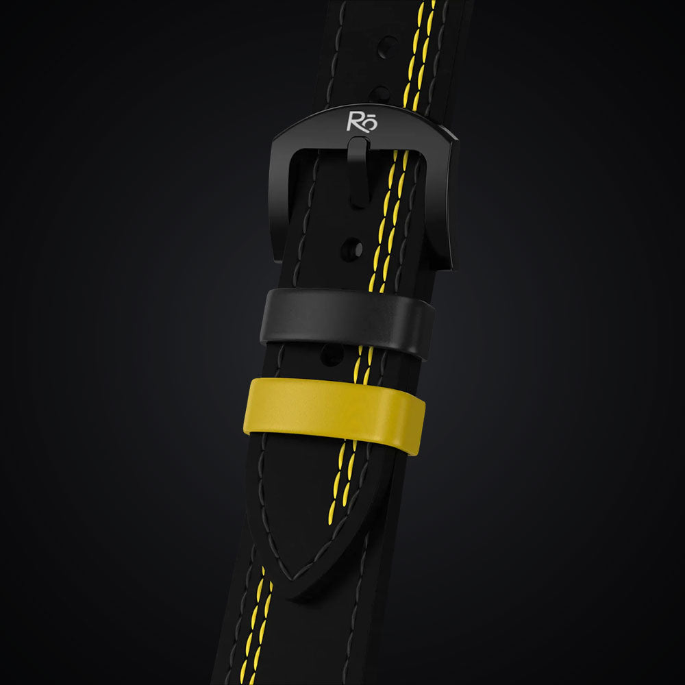 Black & Yellow Leather Strap (Adjustable)