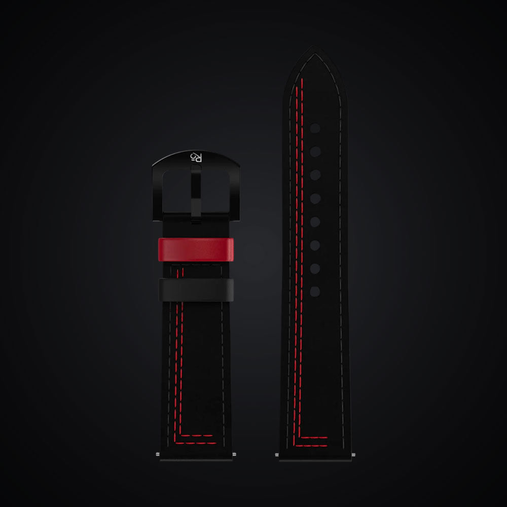 Black & Red Leather Strap (Adjustable)