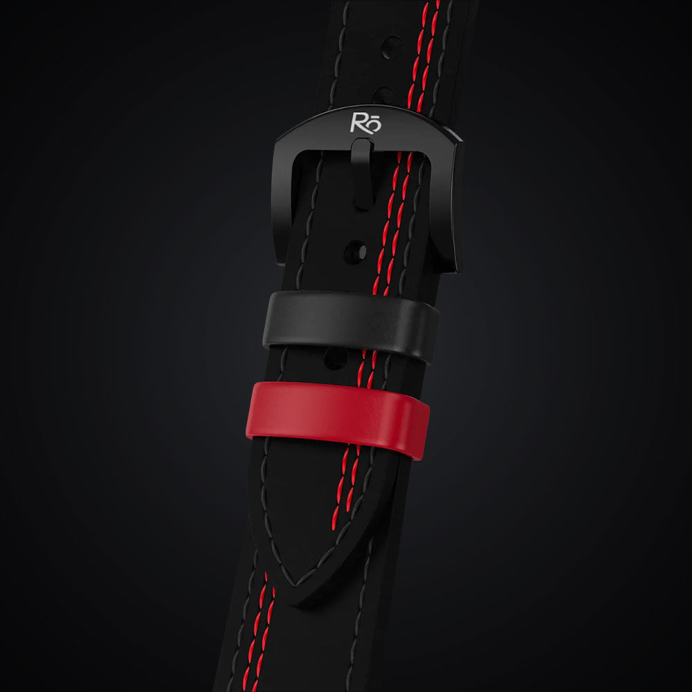 Black & Red Leather Strap (Adjustable)